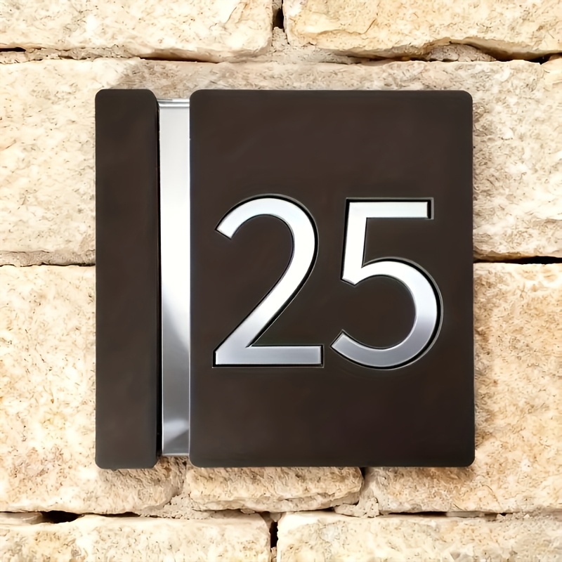 TEMU Plaque d'adresse à numéro auto-défini - Panneau de numéro de maison avec chiffres/numéros de votre choix, en plastique, à fixer au mur, convient