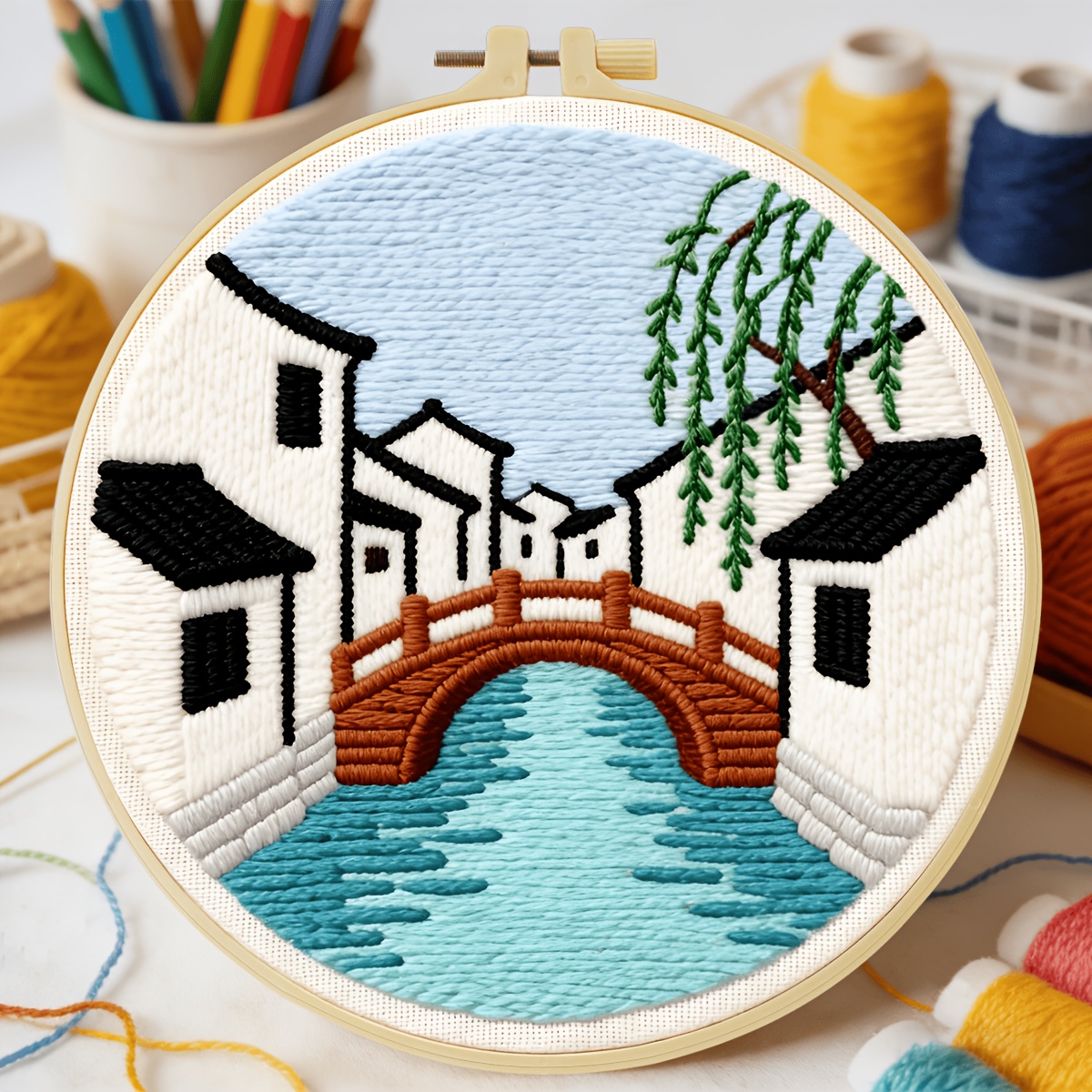 Punch Needle Embroidery Kit with 20x20cm Design