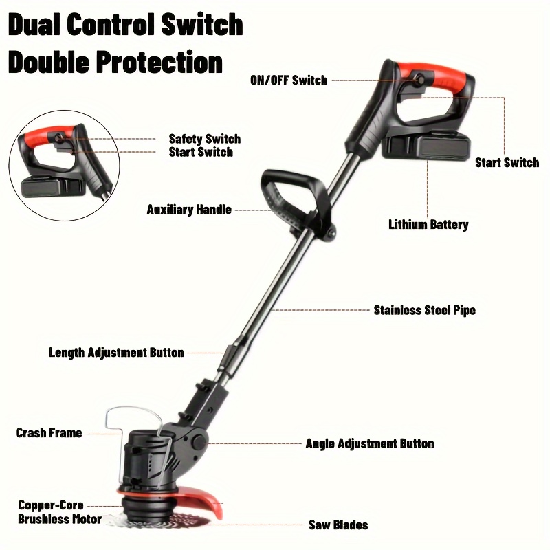 small portable electric lawn mower for home use li   cordless handheld mower multifunctional lawn mower for garden 3in 1 cordless lawn trimmer with 3 blades and rechargeable cordless lawn mower gift for dadeaster details 7