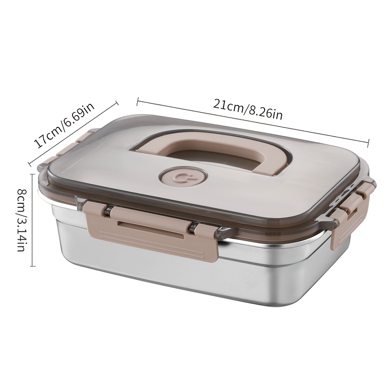 1pc Stainless Steel With Handle, Fresh-keeping Box, Lid, Sealed Lunch Box, Refrigerator Storage Box, Bento Box, -keeping Lunch Box