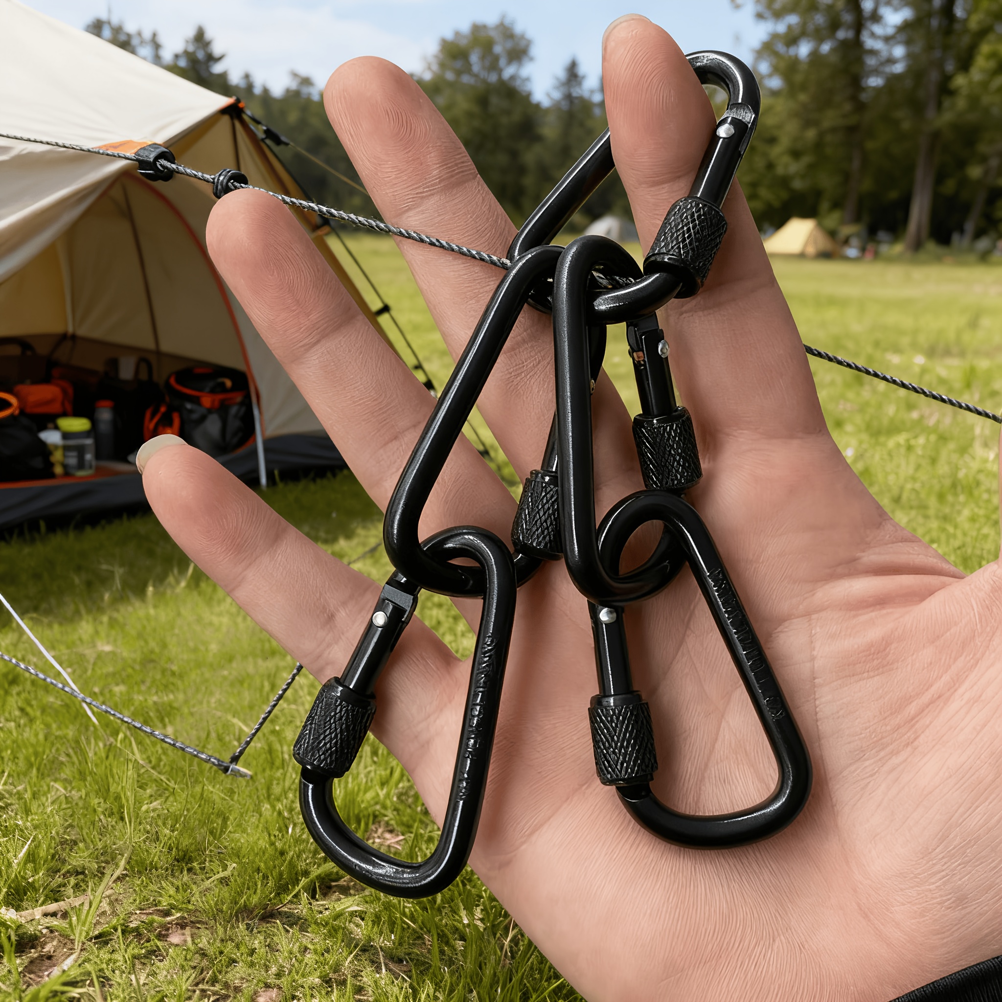 6-Pack Threaded Lock D-Type Quick-Release Carabiners