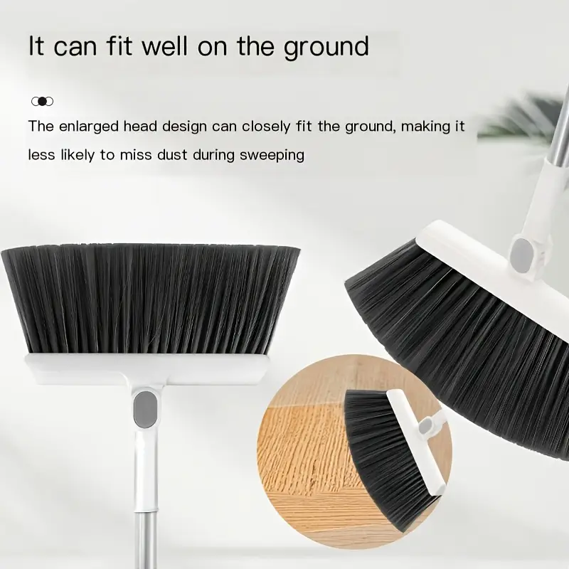 1 set household broom and dustpan set durable sweeping broom and dustpan with long handle creative dustpan with comb tooth floor cleaning tool pet hair removal for home dorm cleaning supplies cleaning gadgets Product details 4