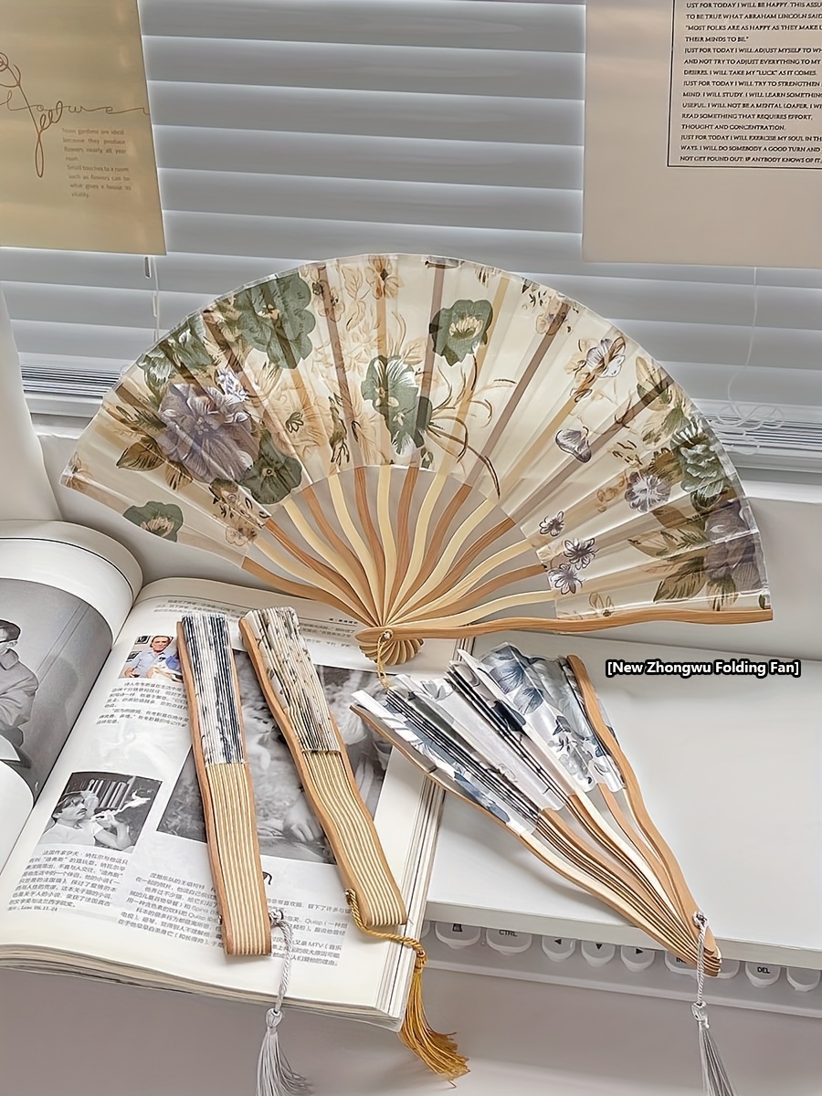 1개 고품질 중국 수묵화 접이식 부채 클래식 레트로 치파오 소품 휴대용 여름 핸드헬드 팬 사진 액세서리 고급 - Temu  Republic of Korea