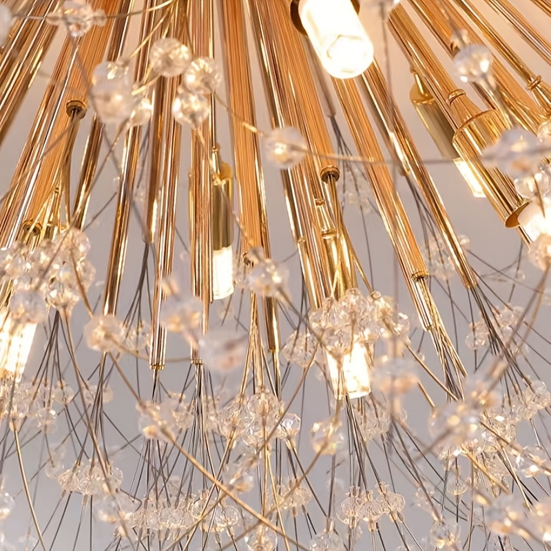 Modern Dandelion-Shaped Crystal LED Ceiling Light with 3-Color Changing Bulbs - Elegant Chandelier for Dining Room, Living Room, or Bedroom - Wall Switch Controlled (Remote Not Included), Bedroom Chandelier | Contemporary Ambiance | Metal Construction, Chandeliers for Ceiling