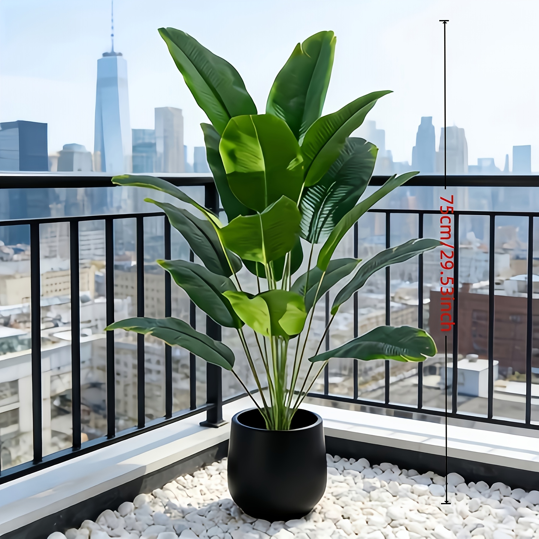 1pc of 18-leaf Artificial Banana Leaf Plant/small Pot Exquisite Green Plant | Aesthetic Decoration for Balcony Corners, Space-saving yet Highly Effective | Easy-to-care and Thriving Potted Plant | Evergreen Potted Plant for All Seasons | Versatile