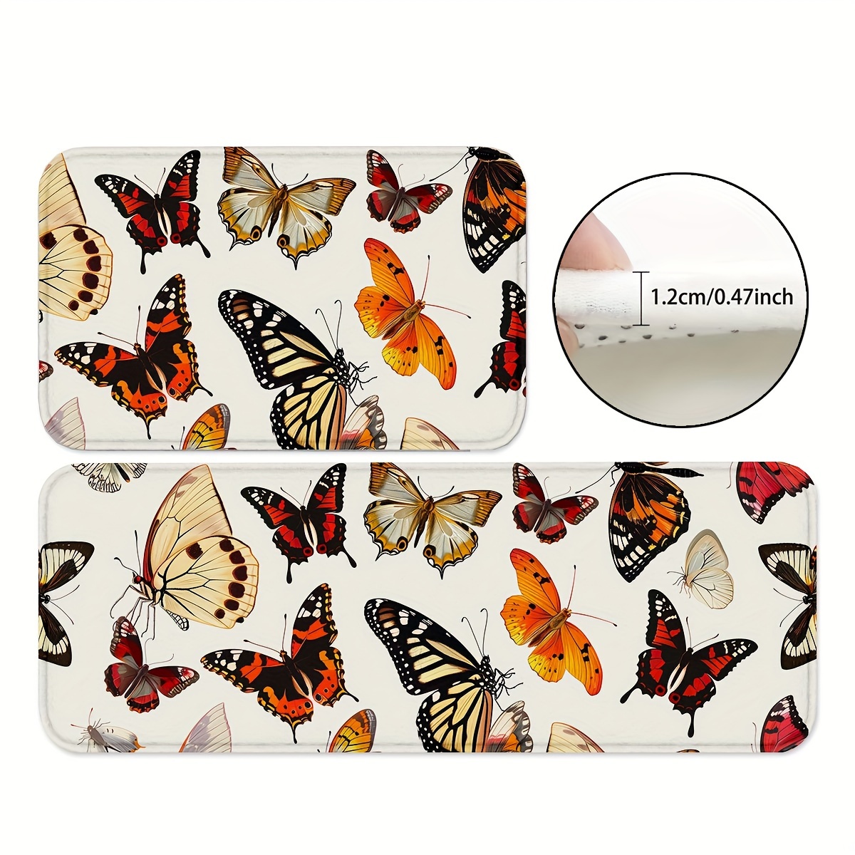 

1/2pcs, Butterfly Kitchen Rugs Non Slip Washable Thicken Kitchen Mat Kitchen Carpet Rugs For Kitchen Floor Kitchen Mats For Floor Kitchen Rugs Non Slip Kitchen Runner