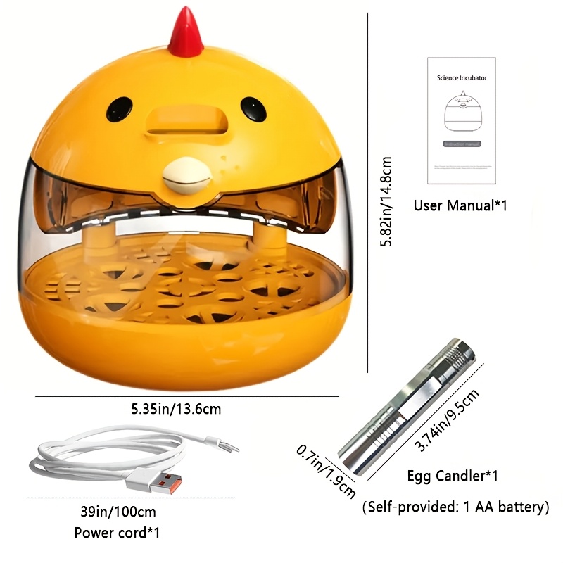 mini egg incubator capacity for 5pcs chicken eggs or 10pcs bird eggs 5v 2a safe voltage with set cute design suitable for home use Product details 3