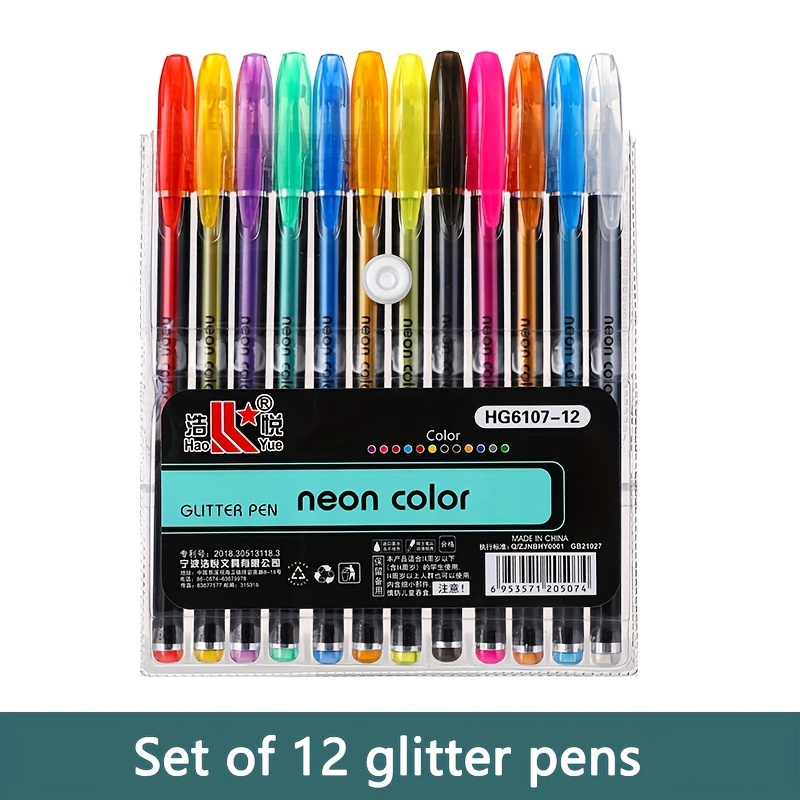 TEMU Penne gel glitter colori, penne per evidenziare colorate, penne a per contabile, penne luminose per appunti, penne colorate, penne fluorescenti,