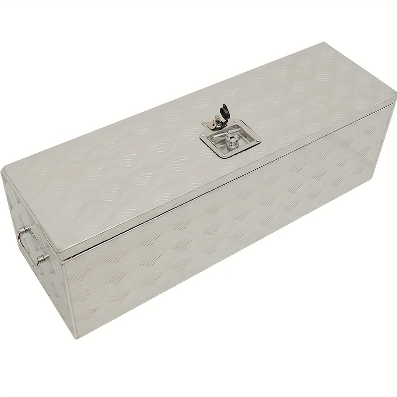 Aluminum Alloy Toolbox with Locking Mechanism - Durable Outdoor Storage Organizer, Suitable for Trucks, Trailers, and RVs -   Store Tools, Accessories & Supplies - Silvery   | Stylish Metal Texture | Safety Locking System, Truck Storage