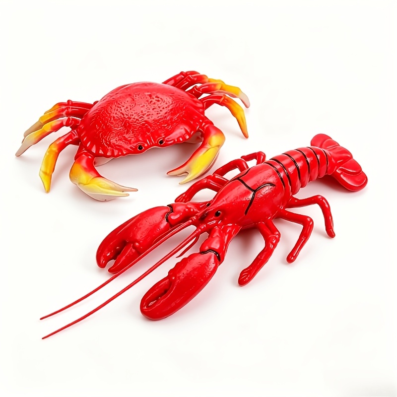 TEMU Large Realistic Lobster & Crab Models Suitable For Aquarium Decor, Indoor/ Plastic With Detailed & Claw For Fish Tanks, Terrariums, Miniature