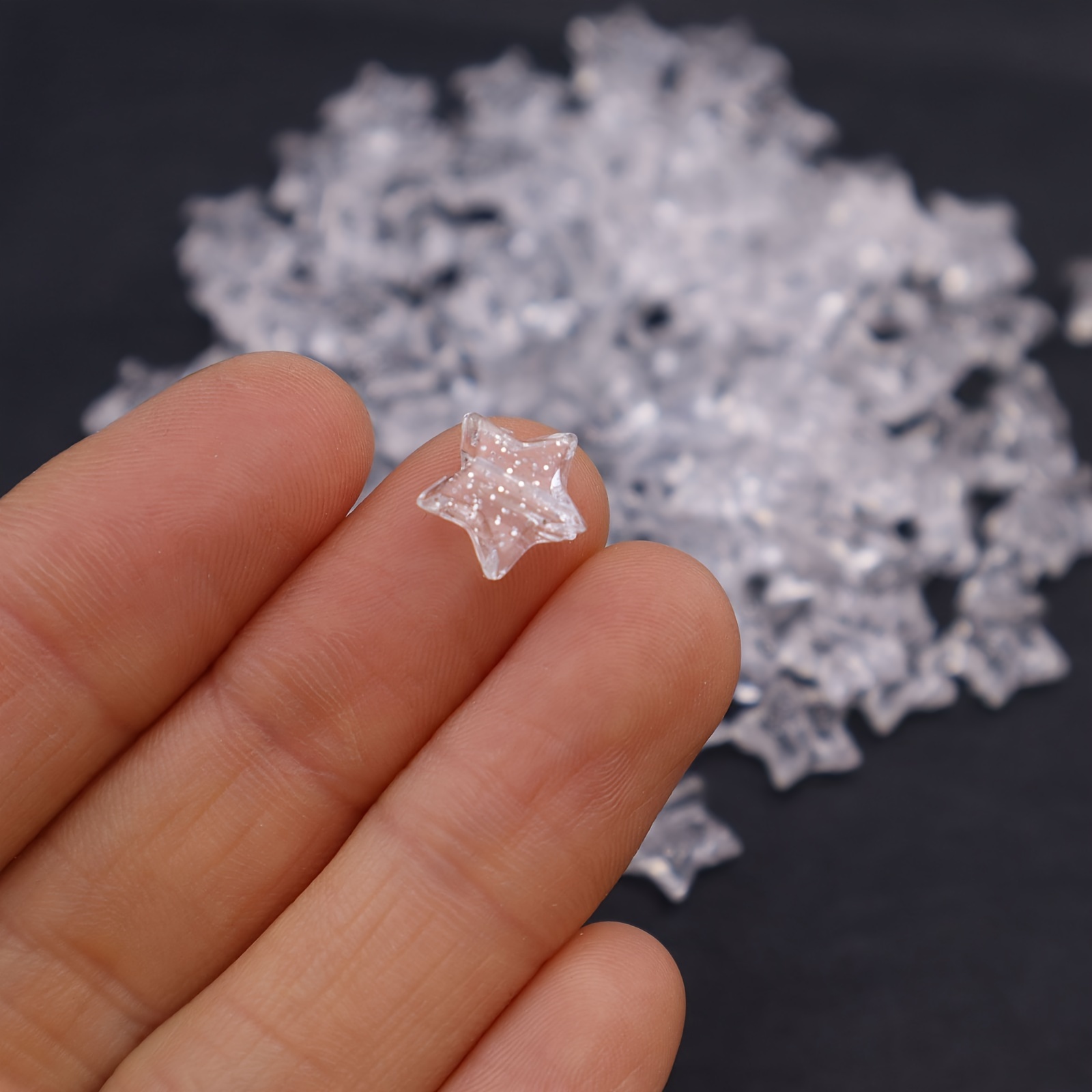 TEMU Perles Acryliques Transparentes d'Étoile avec Bords Scintillants - Perles de 8mm & 20mm pour la Fabrication de Bijoux DIY, Bracelets, - Trous