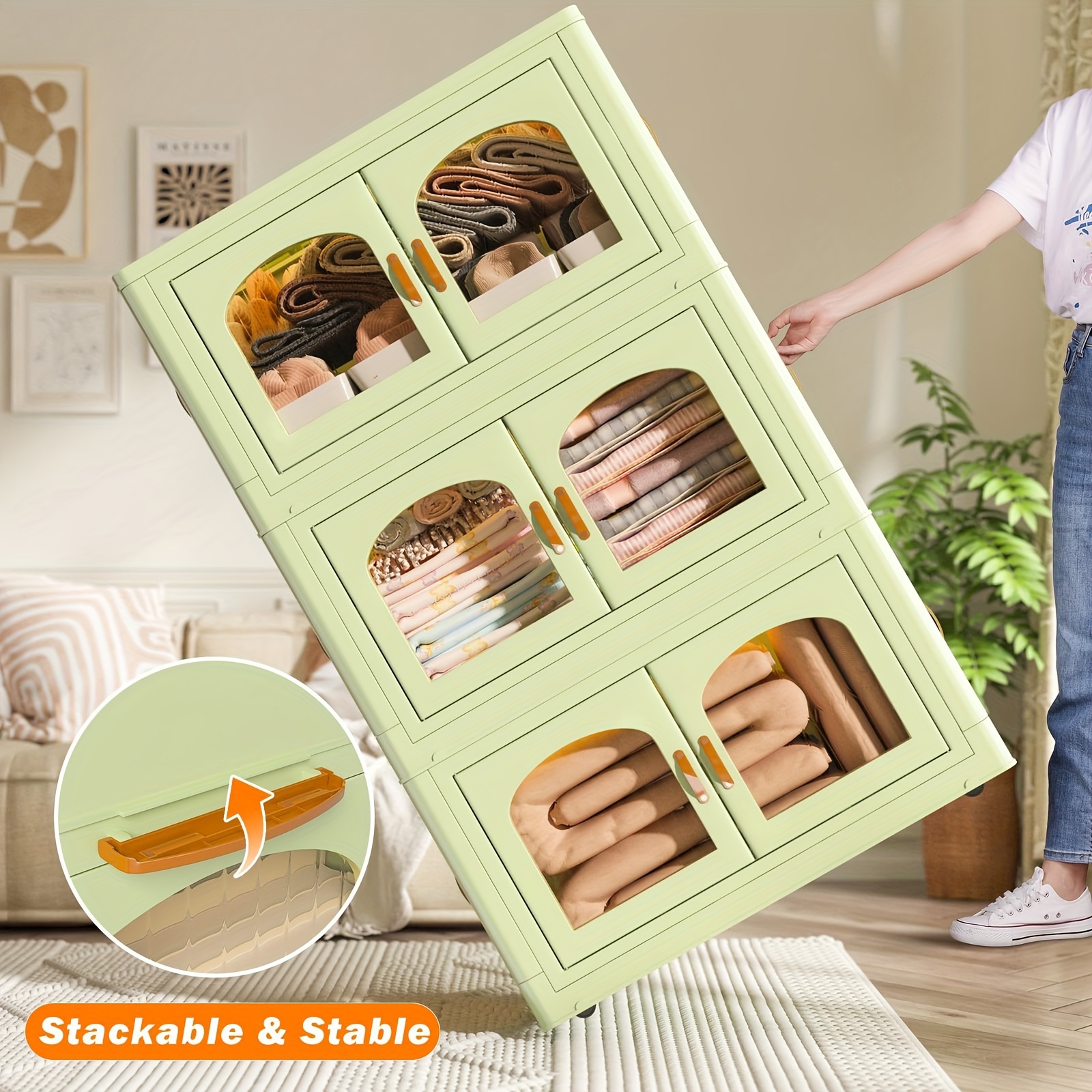 TEMU 75gal Storage Bins With Lids Large Stackable Storage Bins With Wheels And Door Storage Containers Box For Closet Organizers And Storage Plastic