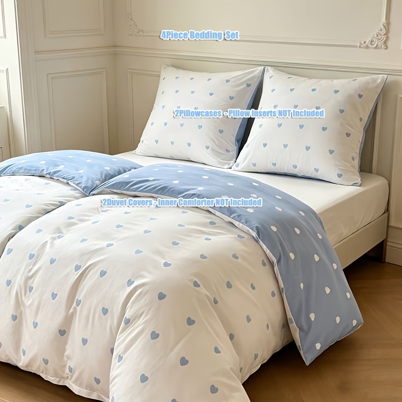 Image of 4pcs Bedding | -season Duvet Covers 135×200cm + 2 Euro Pillowcases 80×80cm, Ultra -friendly Bed For Bedroom, Duvet & Pillow Inserts Not Included