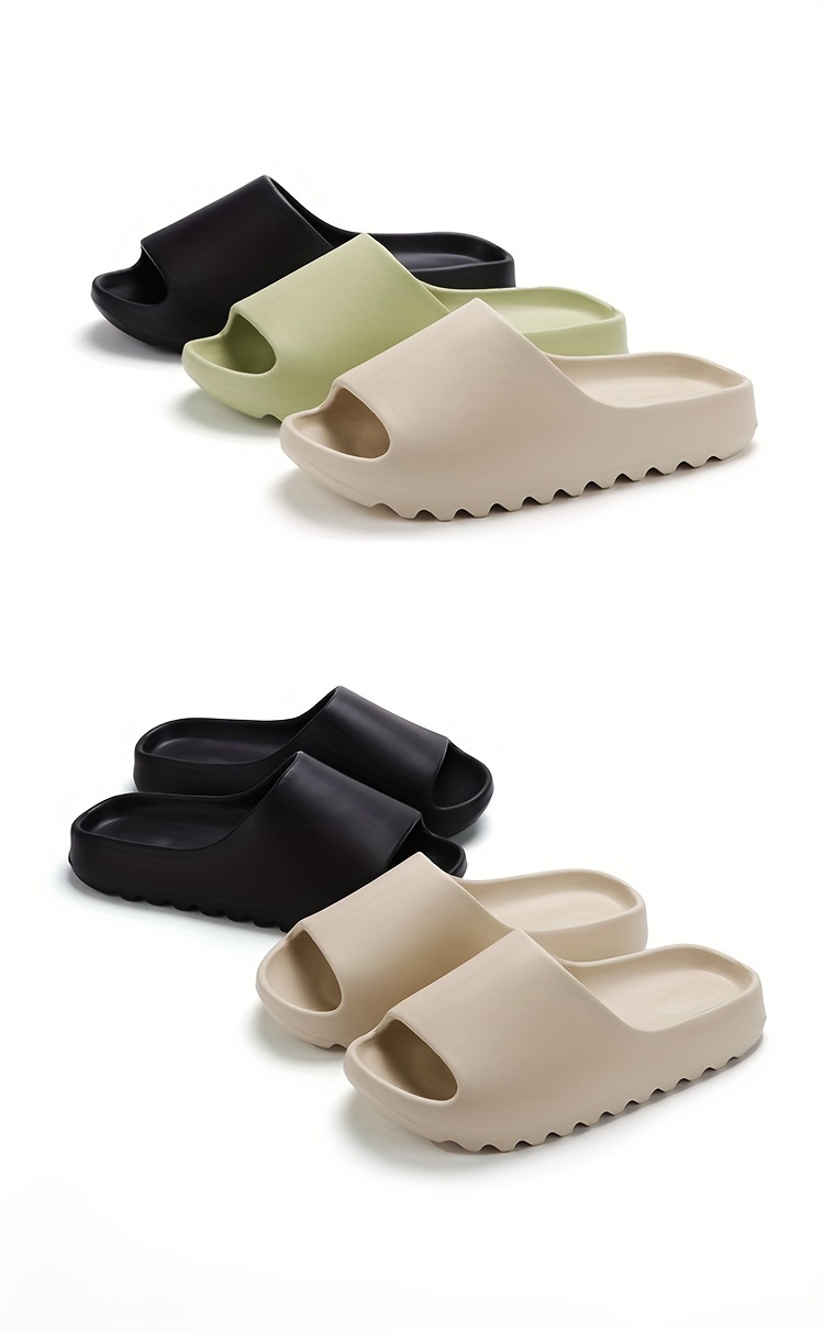simple solid color slides casual open toe soft sole shoes comfortable indoor home slides details 4
