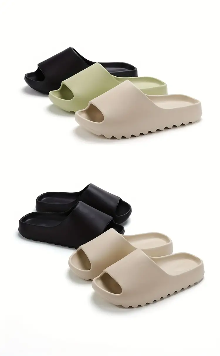 simple solid color slides casual open toe soft sole shoes comfortable indoor home slides details 4