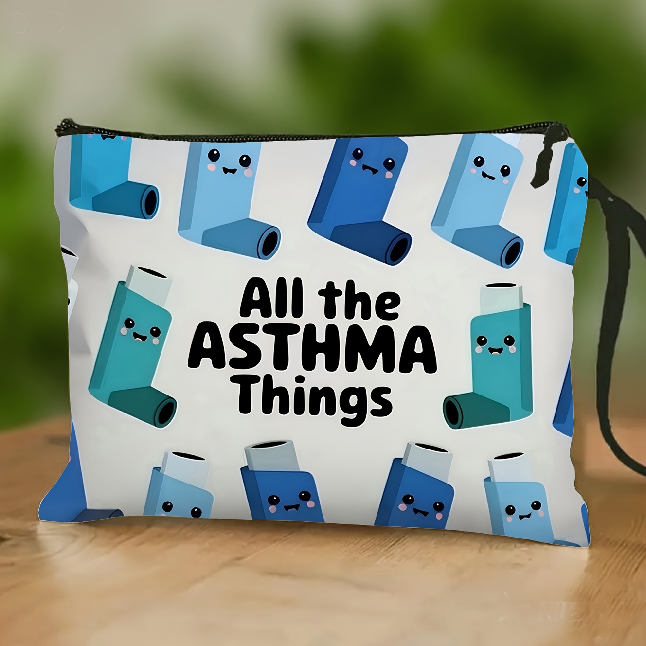 TEMU Colorful Printed Toiletry Bag, Daily Storage Pouch, Travel Makeup Organizer, Inhaler Main , Unisex