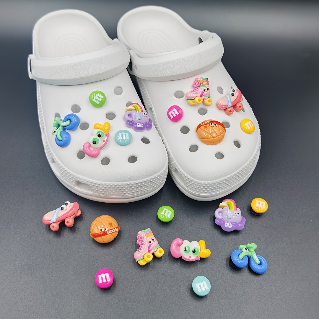 25 50PCS Black and White Charms for Croc Bubble Slides Clogs Sandals, Cool  Shoe