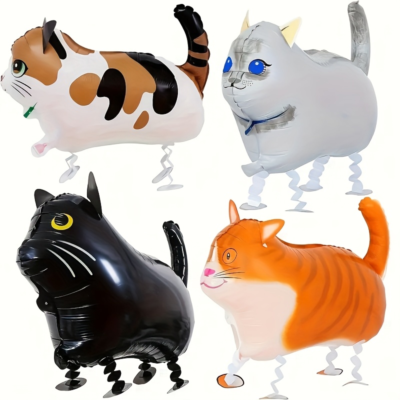 4 Adorable Free-range Cat Farm Owner Illustrations, Suitable For Children's Birthday Party Activities, Balloons, Children's Gifts, And Cat Party Decorations