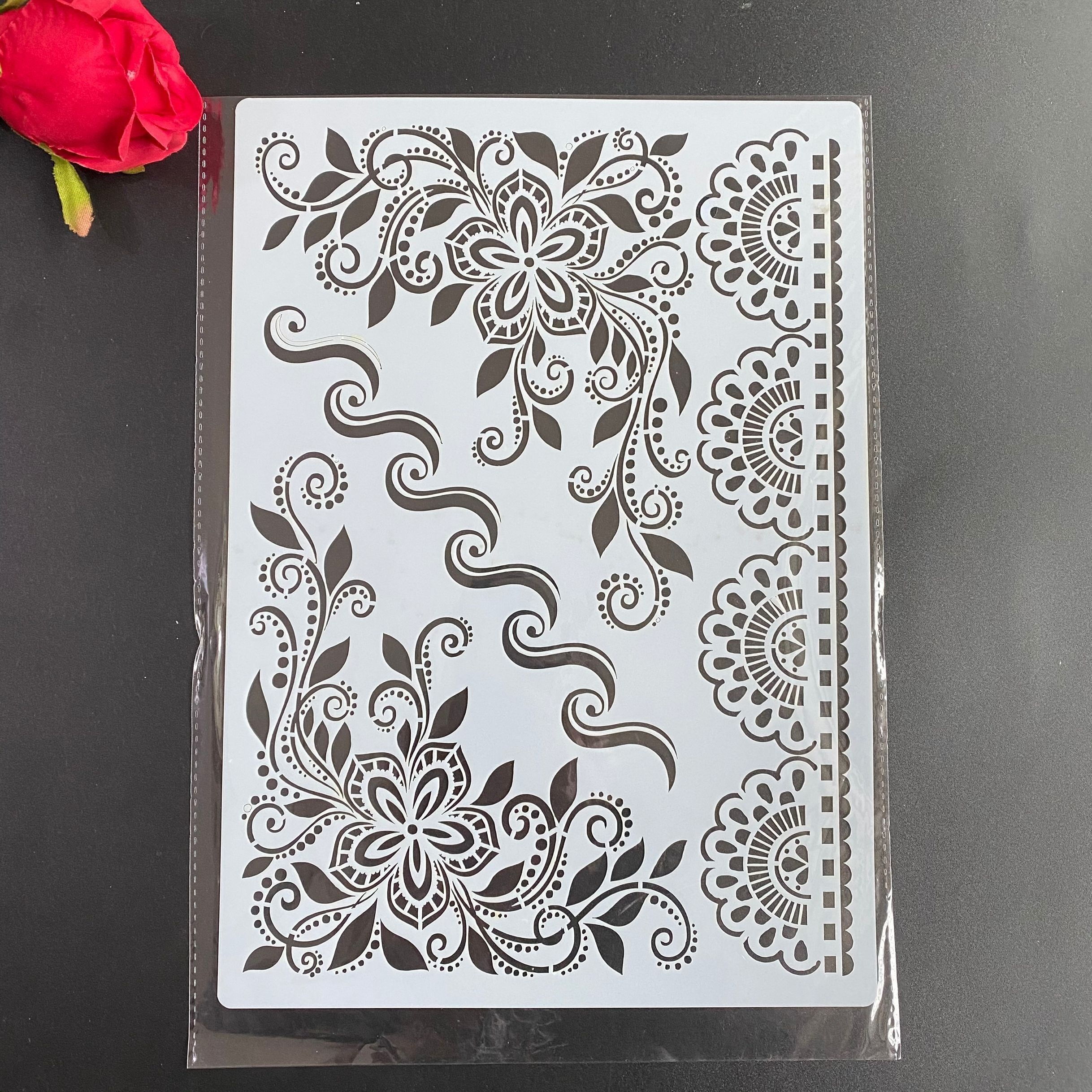 

1pc A4 29 * 21cm Mandala Diy Stencil For Wall Painting Scrapbook Coloring Embossing Album Decorative Paper Card Template Cake Eid Al-adha Mubarak