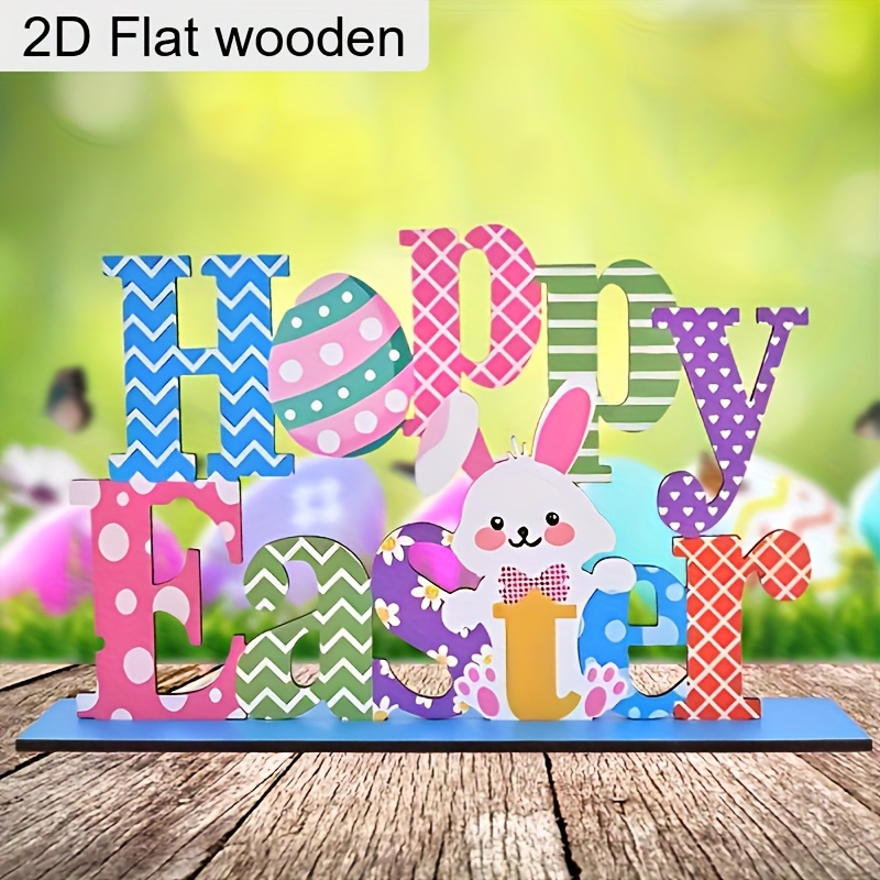 

Bunny/egg 2d Flat Wooden Tabletop Ornament - Spring Easter Home Decor, Easter Party Decoration, Easter Gift, Windowsill Bookshelves Countertop Decor, Easter Ornament For Classrooms, Offices, Bedroom