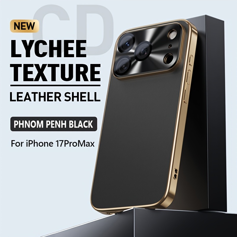 TEMU Phone Case - Luxury Faux Leather-textured Phone Case Suitable For Iphone 17 Air And 17 Pro Max, Featuring Lens Protection, Designed For Men And
