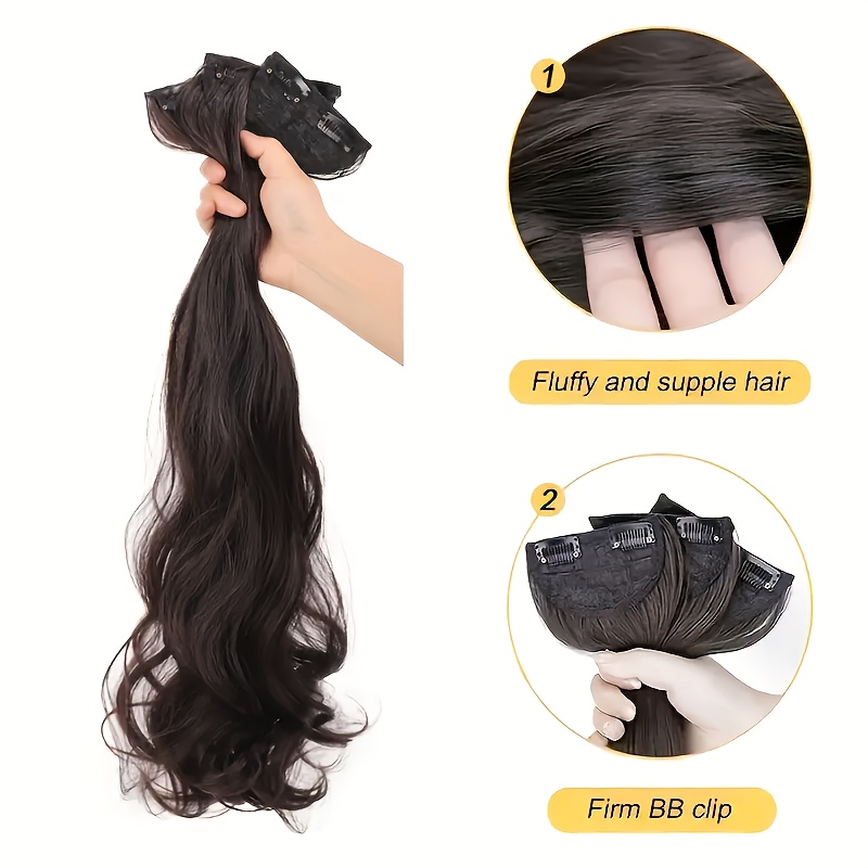 elegant womens 3pcs set   hair extensions clip in wig pieces soft and fluffy lightweight texture seamless design suitable for all hairstyles   daily wear and parties details 3