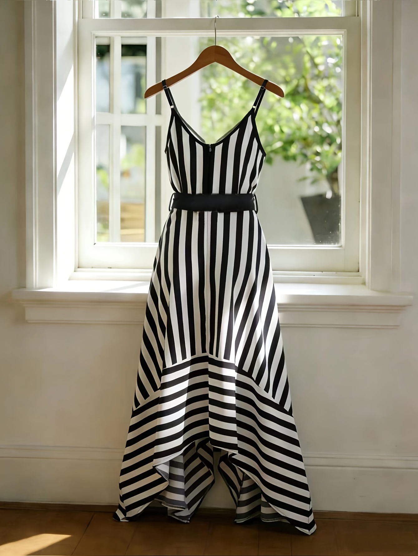 plus size black and white asymmetrical dress