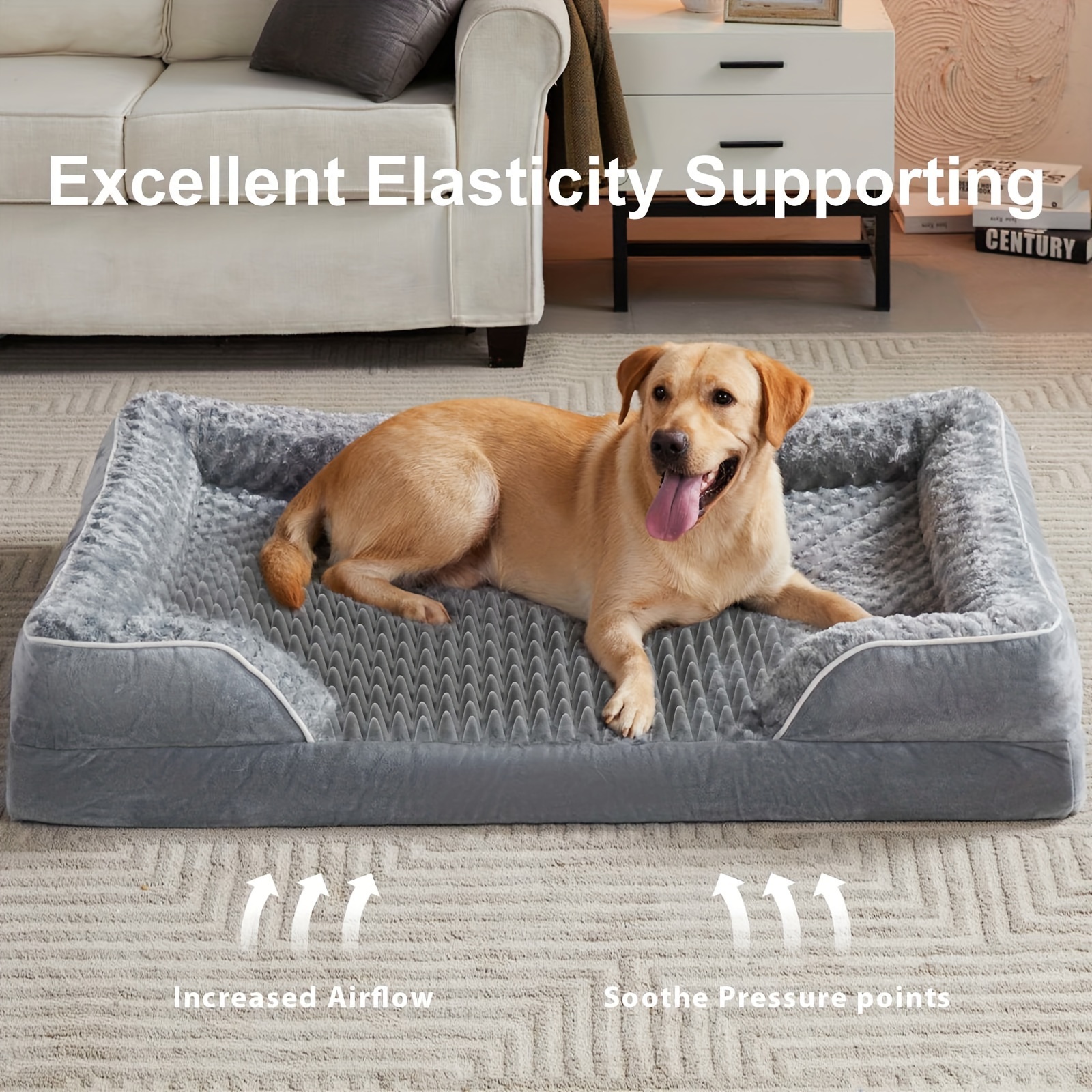 

Orthopedic Foam Dog Beds For Extra Large Dogs, Xl Dog Bed With Bolster, Washable Dog Bed Sofa Pet Bed With Removable Cover