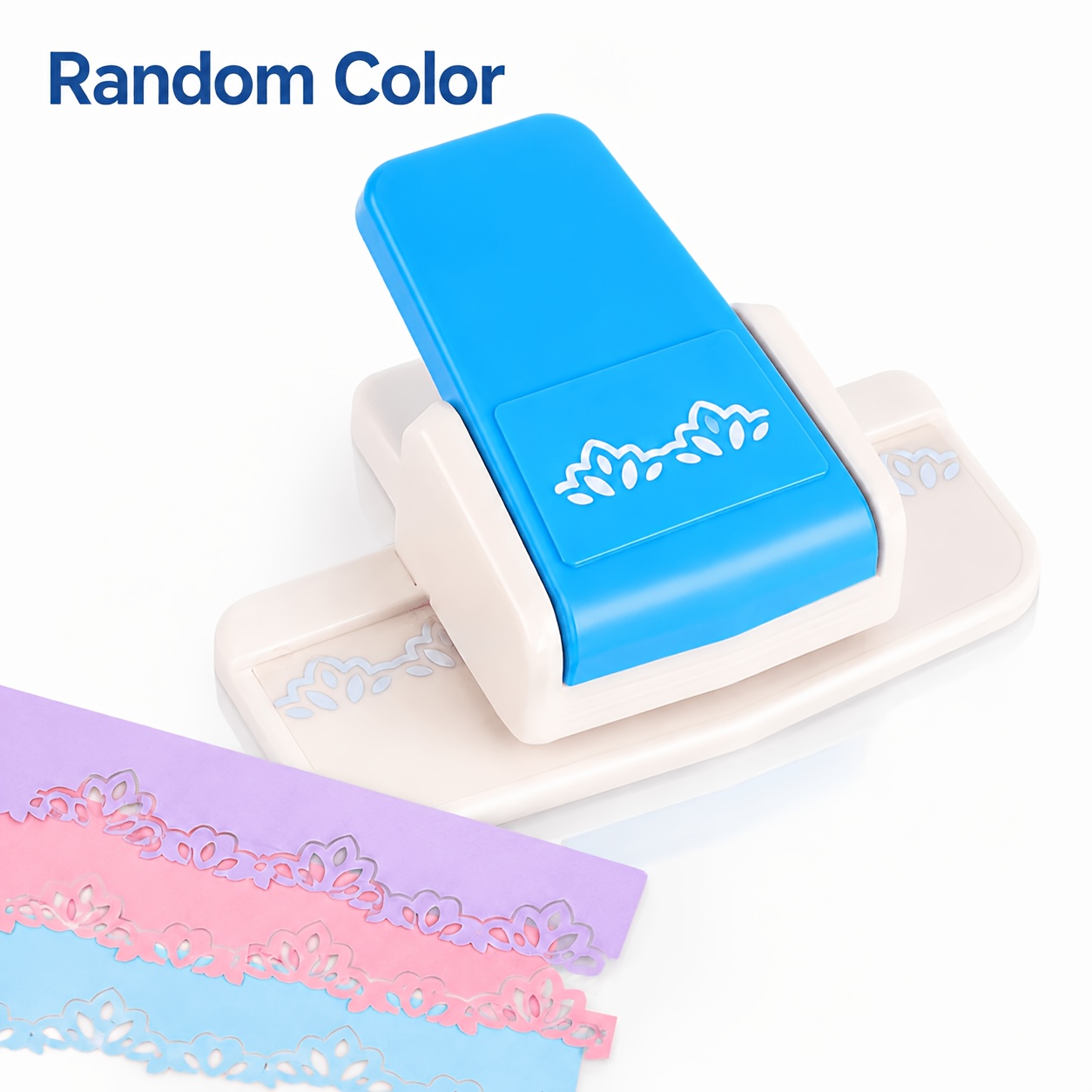 TEMU 1pc Decorative Border Punch With Easy-press Handle, Continuous Floral Lace Edge Paper Puncher With Alignment Guide For Scrapbooking, Greeting