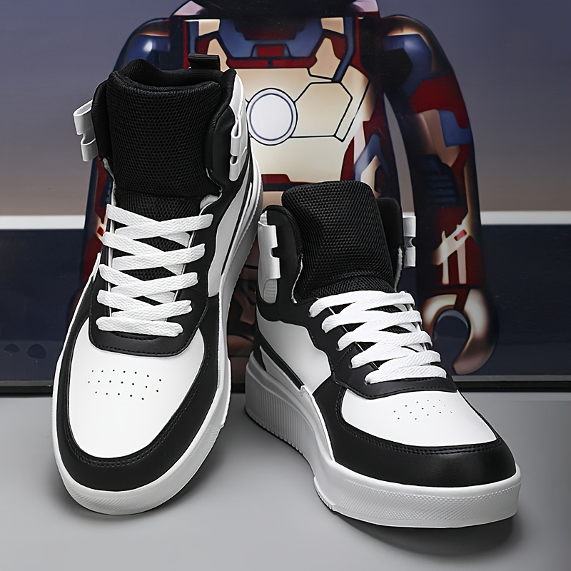 Men'S High-Top Casual Sneakers, Thick Sole Comfortable Lace-Up Shoes, All-Season Fabric Sneakers with EVA Insole, Round Toe Design, and Tread for Outdoor Activities