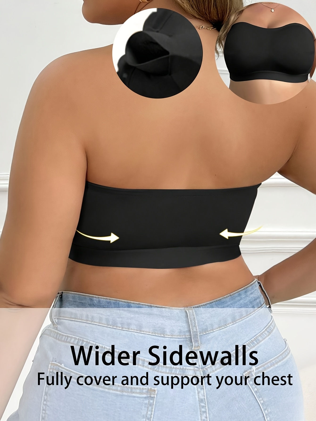 Plus Size Women's Comfortable Bra with Removable Chest Pads - Soft Stretchy Solid Color Round Neck, Side Opening Design & No Underwire, Machine Washable for Everyday & Special Occasions (Casual to Formal Wear)