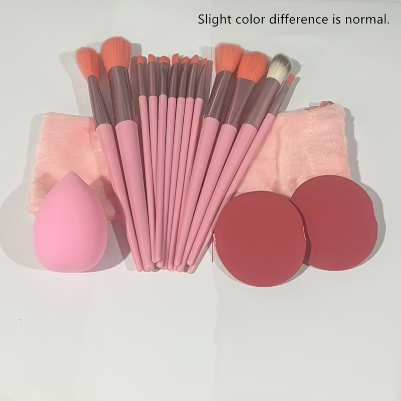 TEMU Ein komplettes Set hochwertiger professioneller Make-up-Pinsel, bestehend aus 13 Make-up-Pinseln + 1 Make-up-Schwamm + 2 Rundpinseln + einer