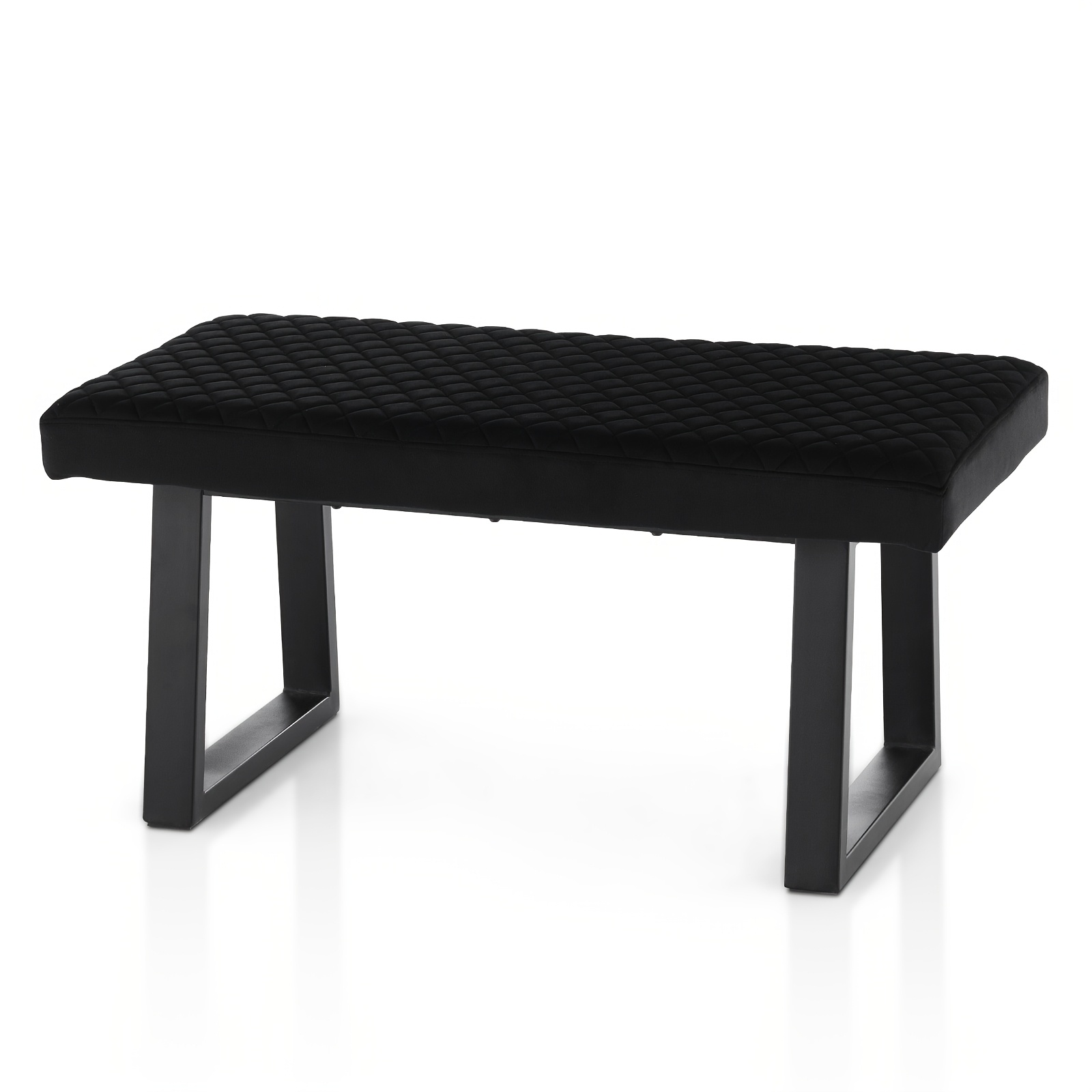 Image of Velvet Dining Bench 2-seater With Metal Frame Padded Kitchen Ottoman Stool For Dining Room Bedroom Living Room, End Bed Bench, Bench, Shoe Bench