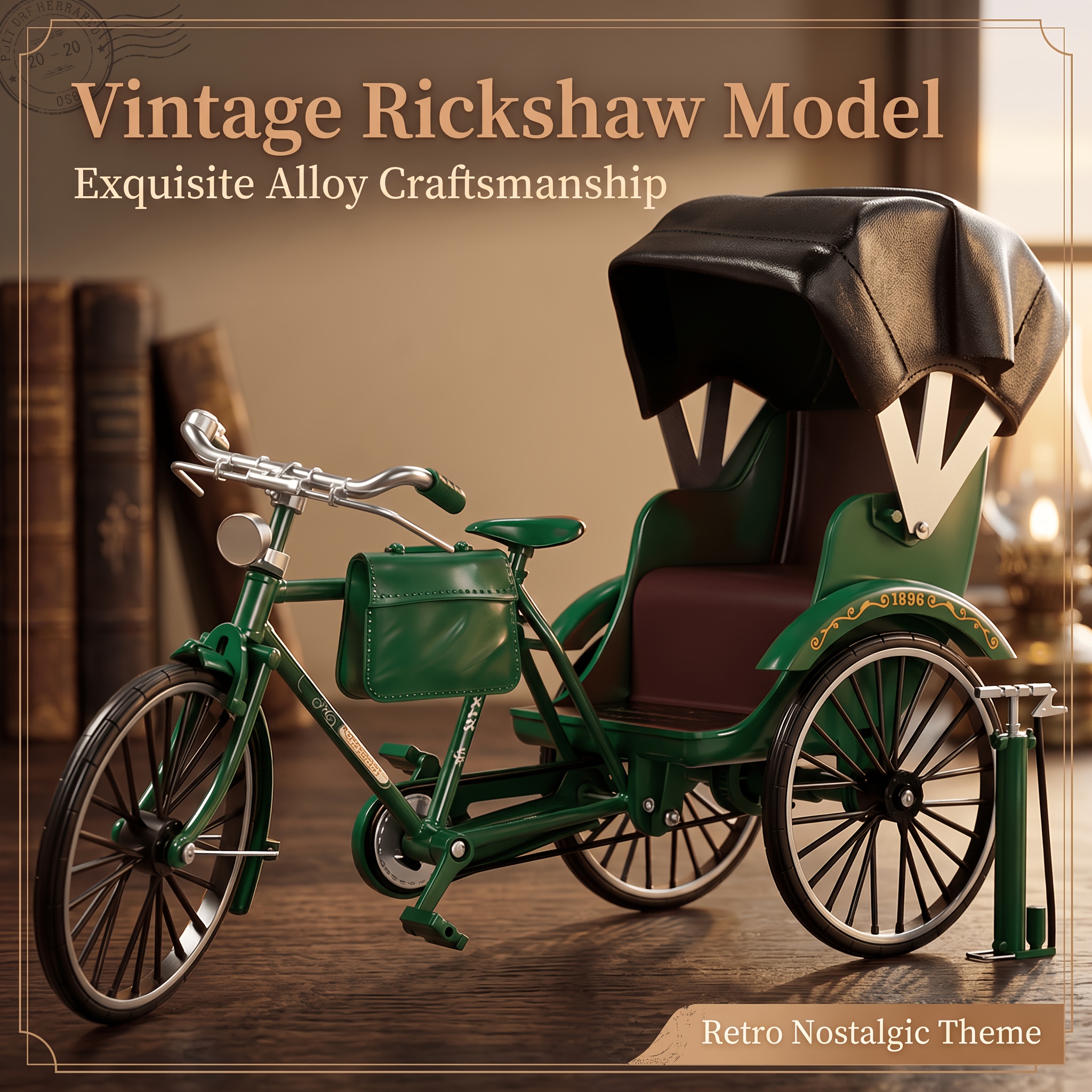 80pcs Nostalgic Retro Alloy Tricycle Model Ornaments