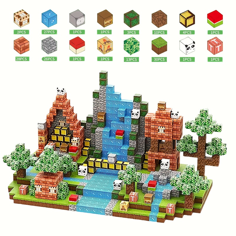 Magnetic building block toy set (150pcs), creative stacking building block toys, interior decoration ornaments - perfect Christmas, Halloween, Easter and other festivals and   birthday gifts