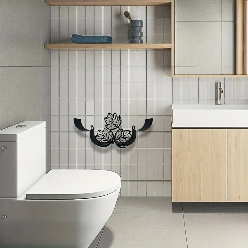1 leaf shaped tissue holder bathroom tissue storage rack wall mounted roll paper storage container bathroom accessories Product details 5