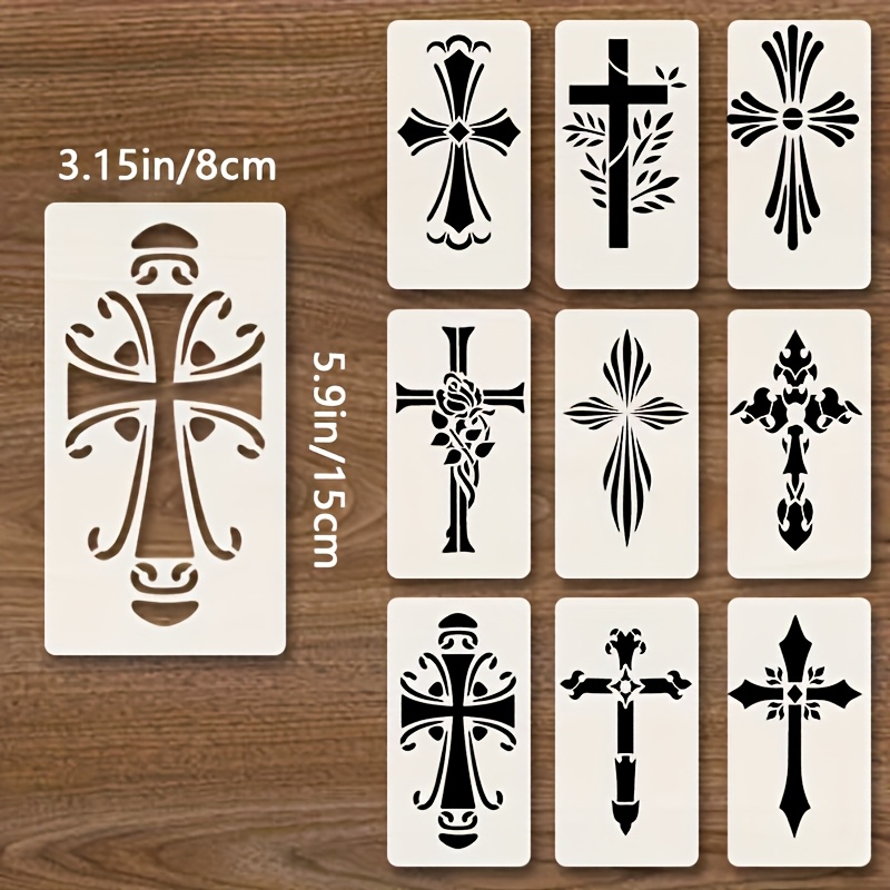 Image of 9pcs Reusable Stencil Set - Patterns For Diy Crafts, Wooden Signs, And Wall Decor Canvas, Home And Office Projects, Craft Stencils|decorative |reusable Stencils, Stencils For Crafts