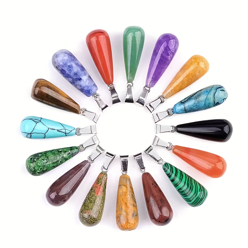 10pcs Natural Stone Long Teardrop Pendants for Jewellery
