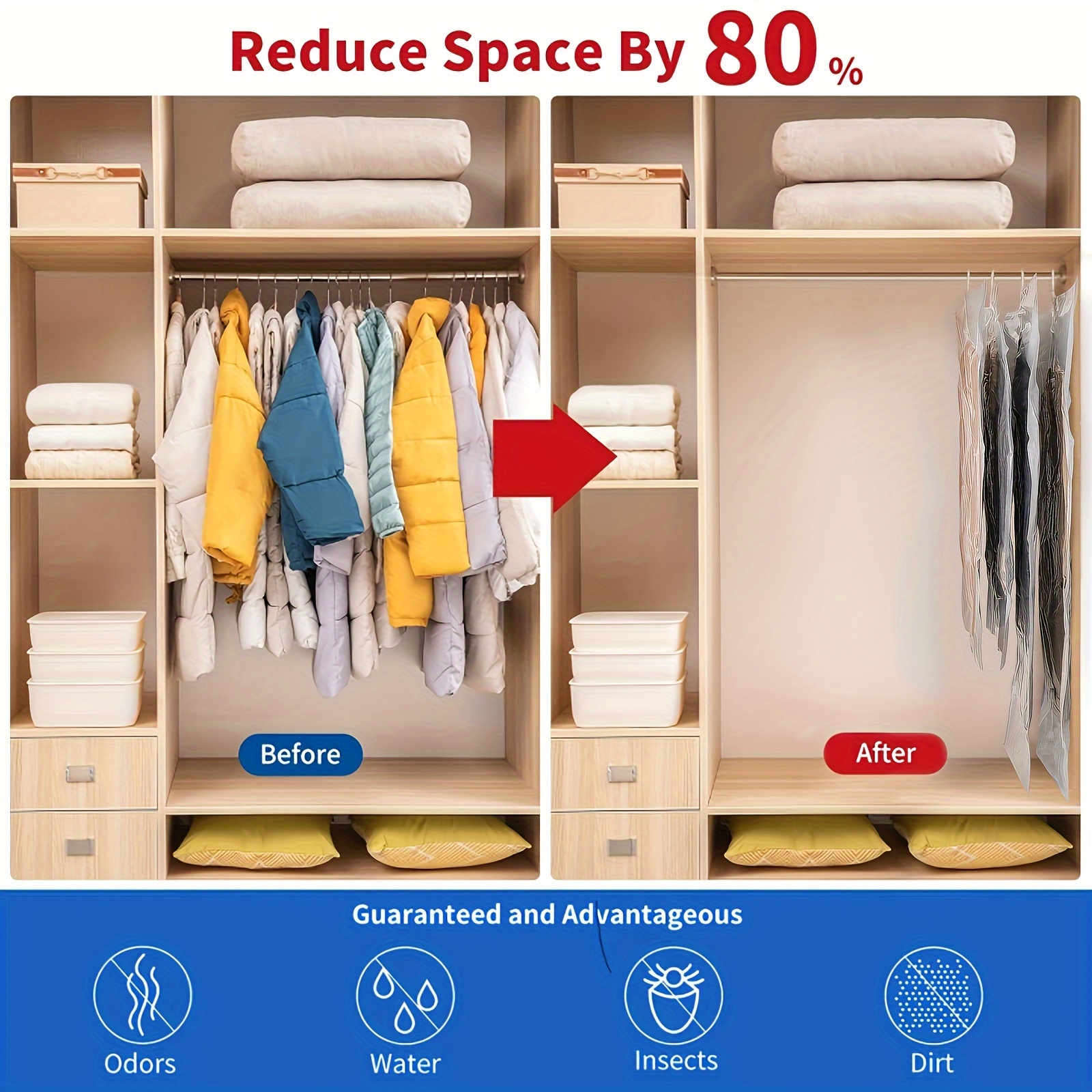 

5pcs Set: Upgraded For Clothes - Dustproof & Odor-, - Hanging Garment For , Jackets, And - No Needed, For Organization