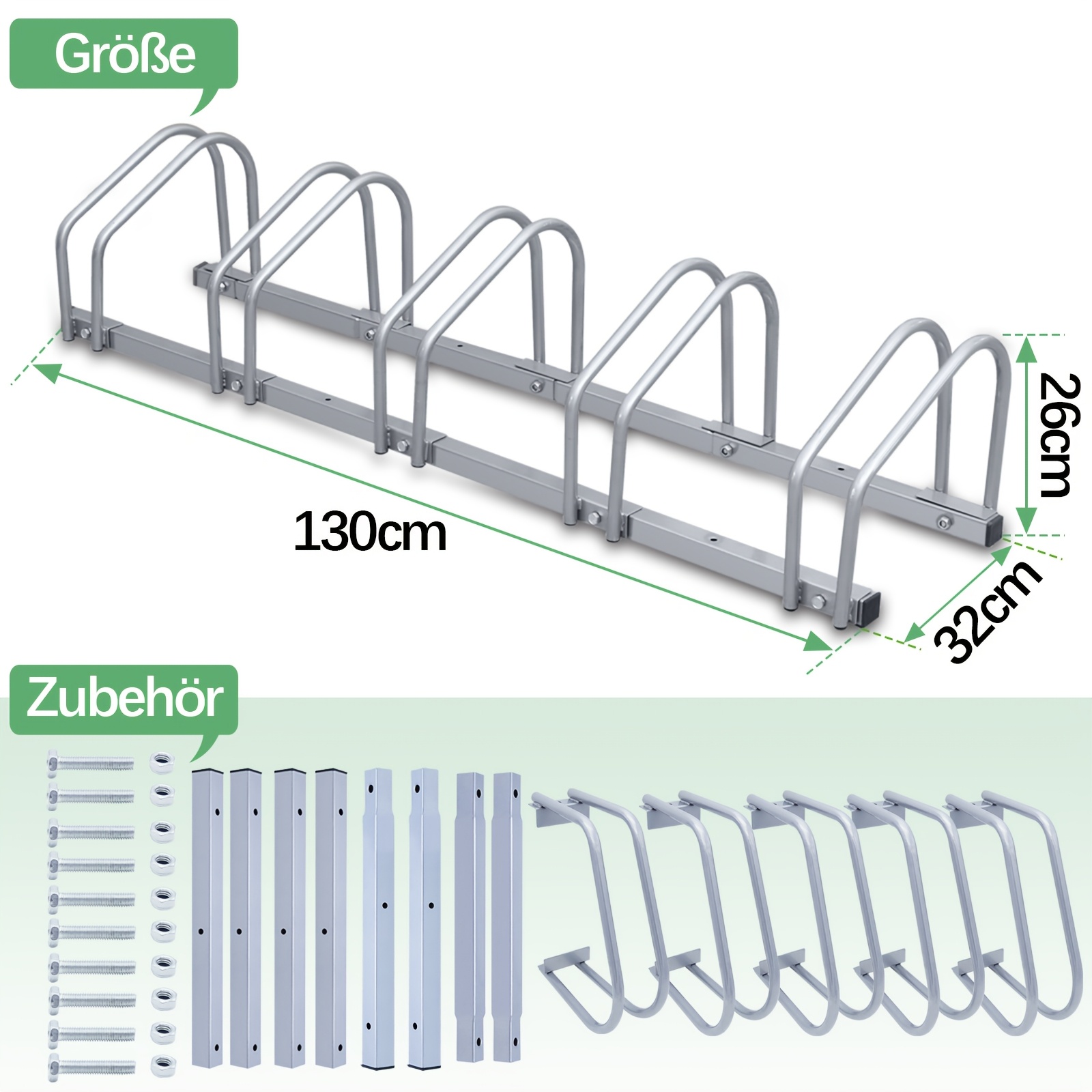 Image of 130 X 32 X 26cm, 5-bike Parking Rack, Parking Rack, Bicycle Parking, Ground And Wall Installation, Suitable For Indoor And Outdoor Use