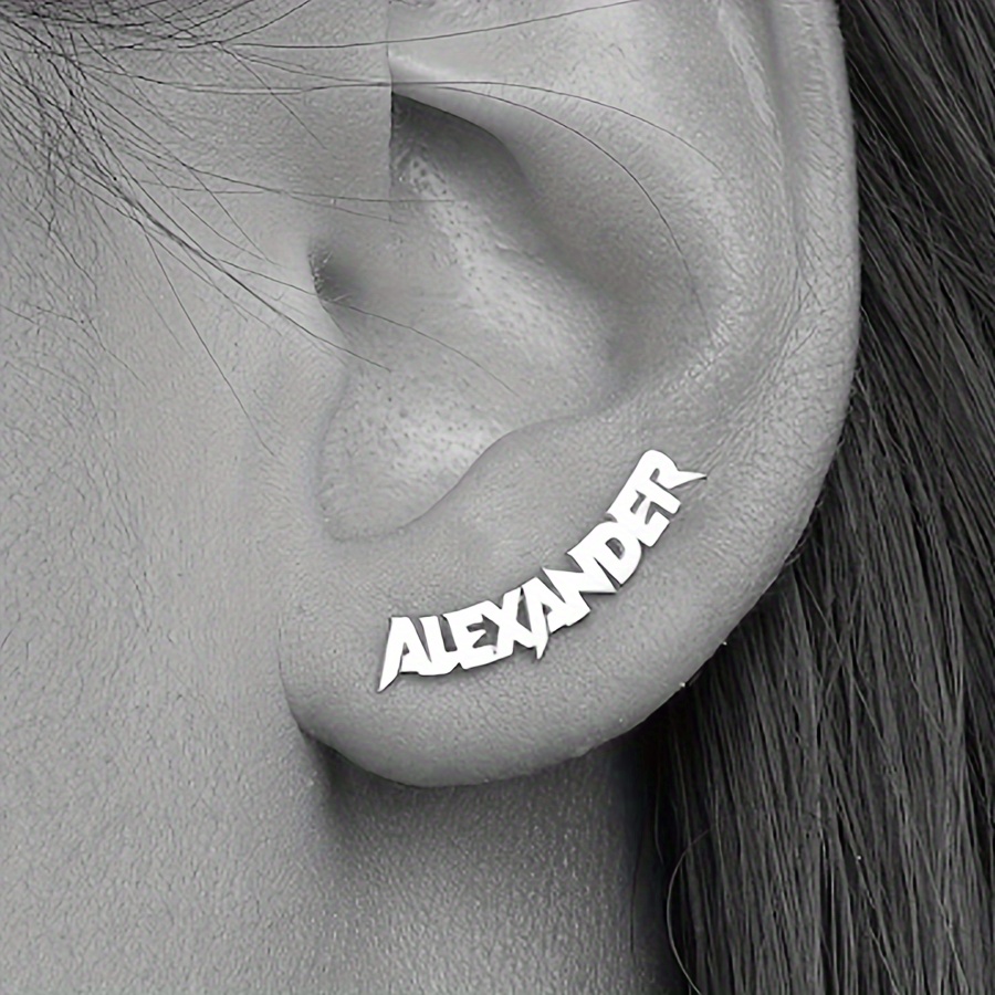Custom Name Stud Earrings in Golden Finish, Personalized Gift