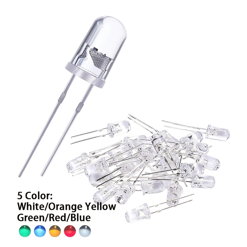 30 50pcs 5mm f5   round leds blue white red   leds circuit design diy electronics diy   projects