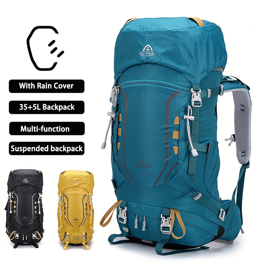 

Aione Large Capacity Hiking Backpack - 40l With Rain Cover, Lightweight & Nylon, Adjustable Straps For Outdoor Sports & Travel