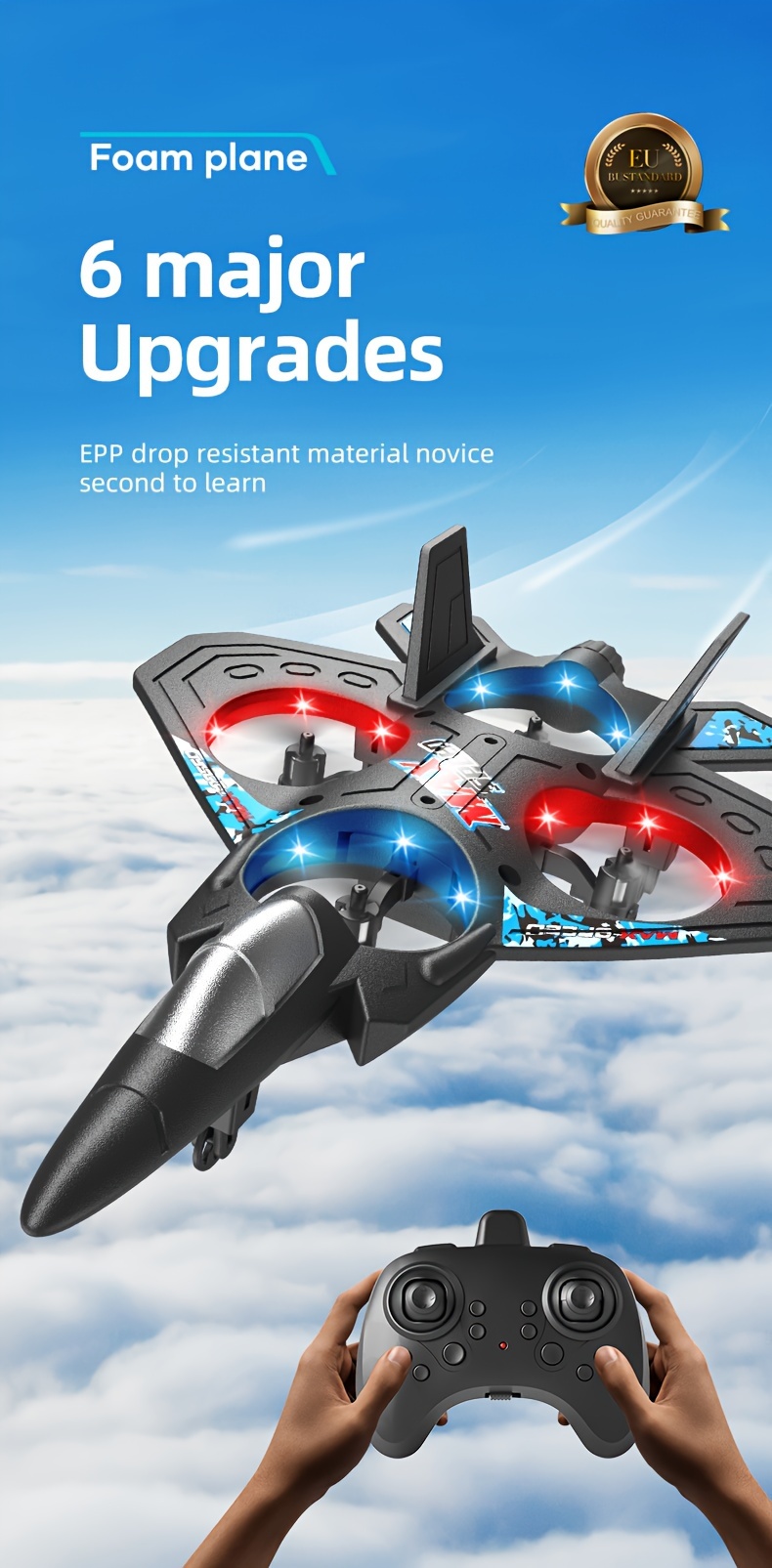 Drone with Rechargeable Battery, Quadcopter Altitude Control, Remote Control Toy for Beginners, Indoor And Outdoor Gifts, Fighter Jet, Toys for Boys And Girls, Christmas, Halloween, Thanksgiving Gifts