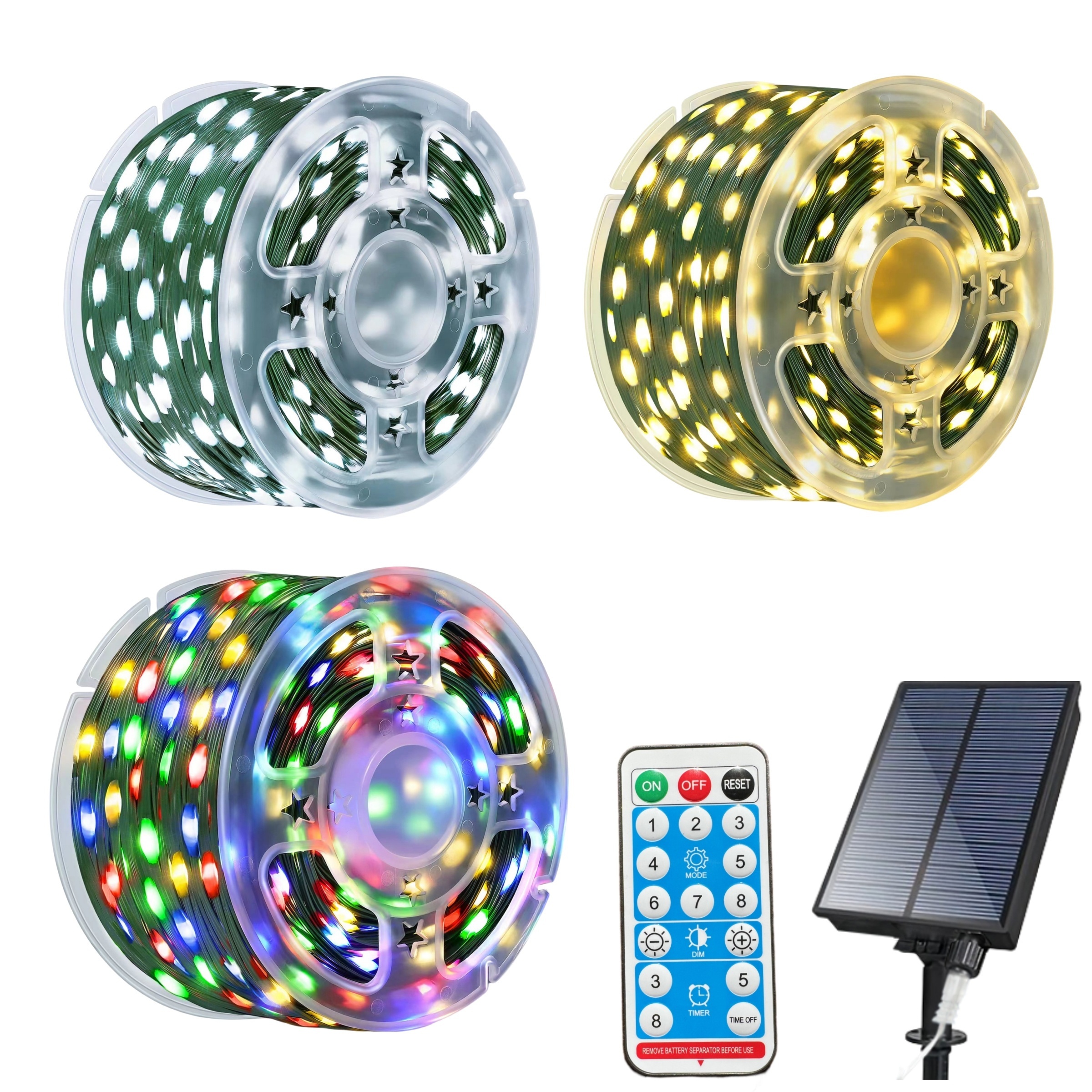 

remote-operated" 110ft Solar-powered Christmas Lights With 300 Leds - Waterproof Outdoor Fairy Lights, 8 Modes, Remote Control & Timer, Multi-color, Perfect For Yard & House Decor