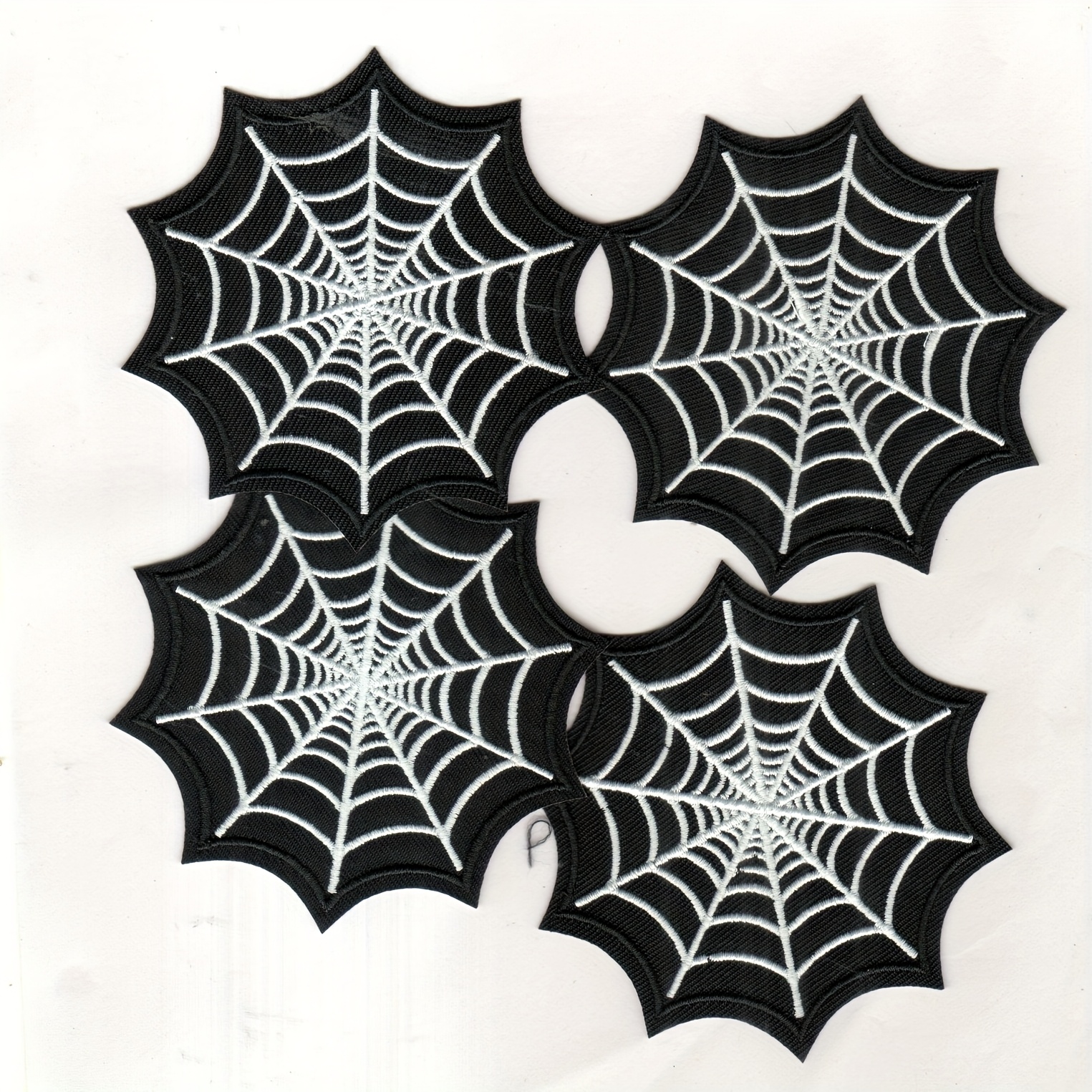 4pcs Web Pattern Embroidered Patches (iron-on), Halloween Costume Accessory Patches Suitable For Clothing, Bags, Shoes, Hats, And Home Decor For Ironing