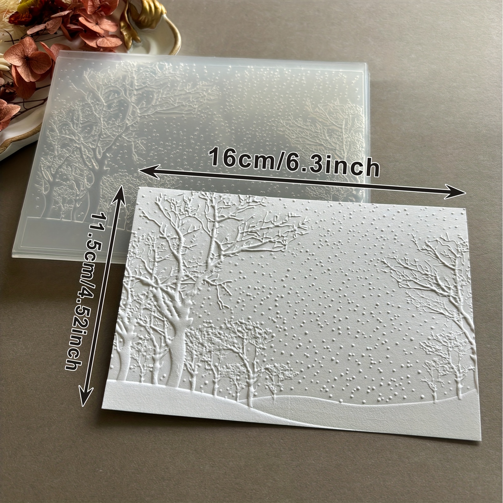 New 3d Embossed Folder - 'dream Tree', Themed With Holiday Elements In Plastic Material - Suitable For Crafts, Collages - Embossed Templates For Paper Art And Photo