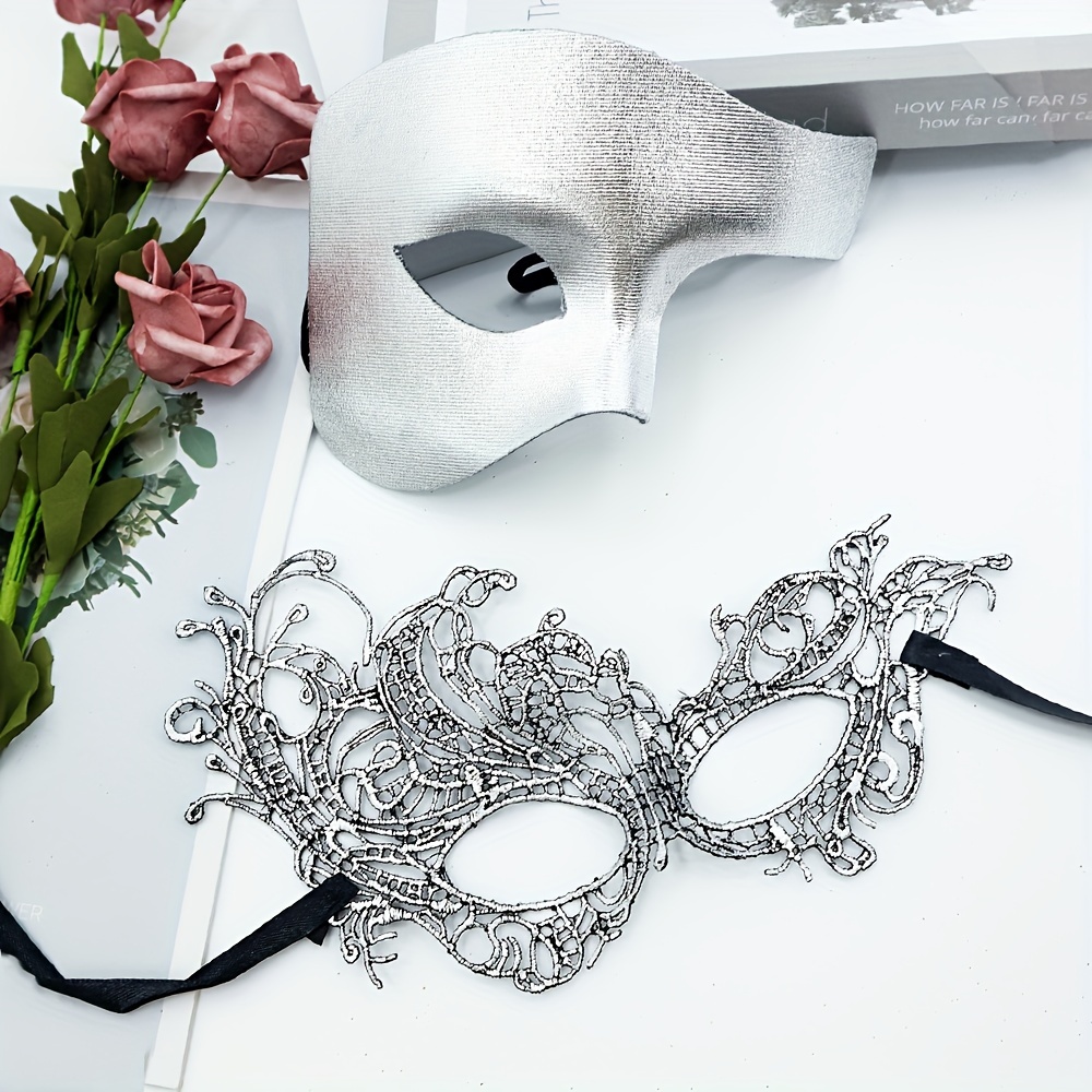FRUOR Masken-Set Für Paare – Frauen Strassmaske & Männer Venezianische Maske, Für Karneval & Party