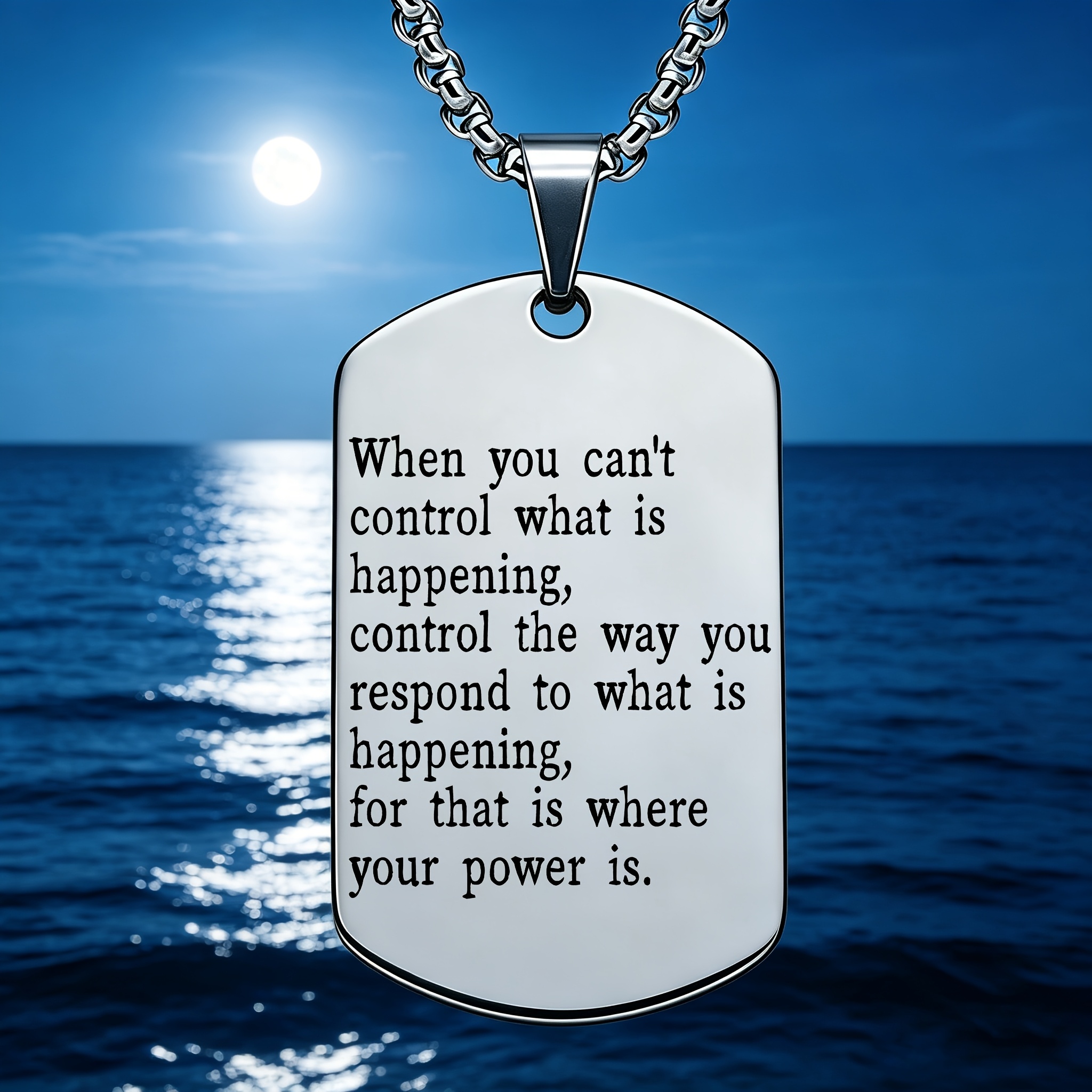 TEMU 1 Emotional Control Inspirational Stainless Steel Pendant Necklace "control The Way You " Core Copy, Is A Unisex Accessory, For Or Yourself.