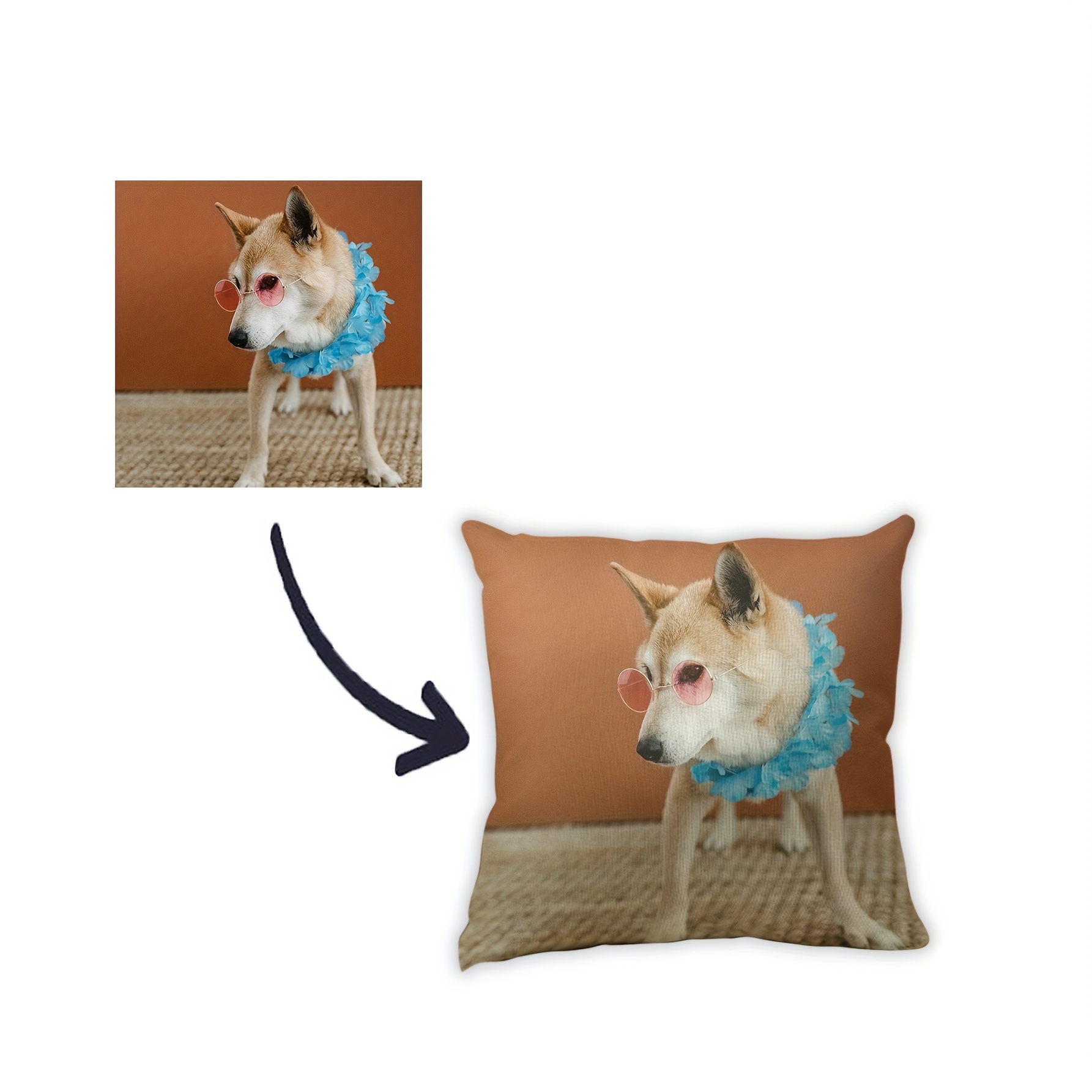 TEMU Custom Linen Pillow Cover - Personalized Gift For Home Decor, Christmas, Thanksgiving & New Year - Single-sided Print With Your Photo, Zipper